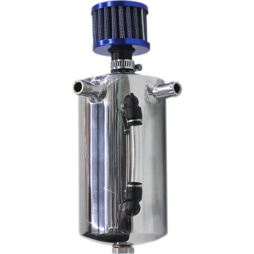 SPSLD Car Styling Universal Oil Catch Tank with Air Filtration Reservoir Engine Fuel Seperator Can Aluminum 500ml 3*12MM