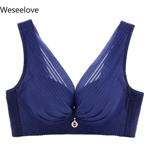 Weseelove No Rims Sleep Gather Thin Plus Size Women Sexy Push Up Anti-drooping Large Size 52CDE 120CDE Women Underwears E24-1