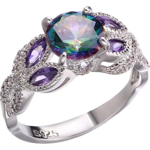 New Wedding Colorful Cubic Zirconia Rings For Women Charms Purple Horse Eye Shape Crystal Engagement Valentines Promise Ring