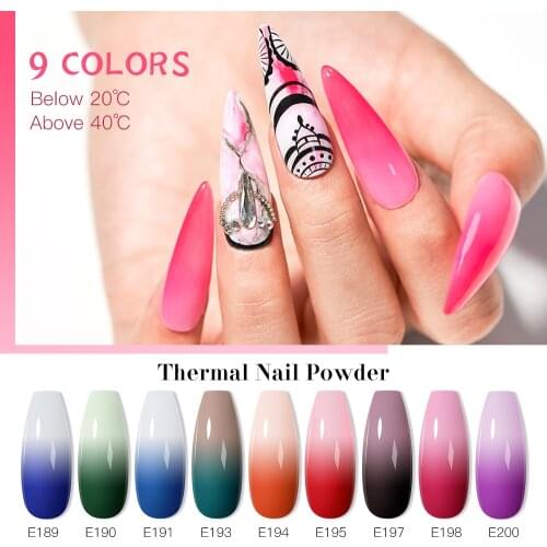 1g/Box Thermal Dipping Powder Gradient Color Change Nail Glitter Dust Natural Dry Nail Powder Pigment Nail Art Decoration