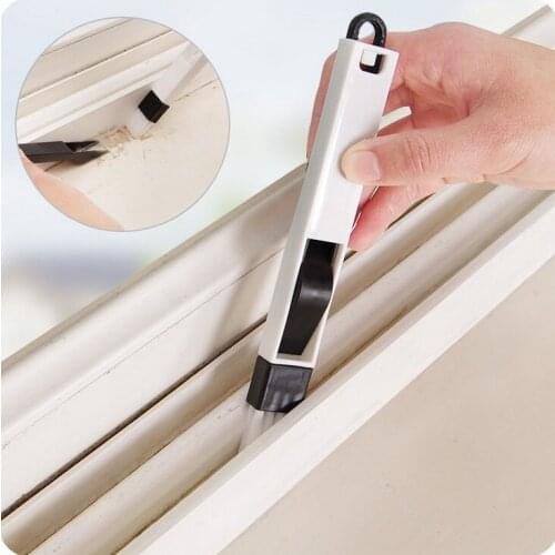 10Pcs/Lot 2 In 1 Polished Window Track Cleaning Brush Keyboard Nook Cranny Dust Shovel New