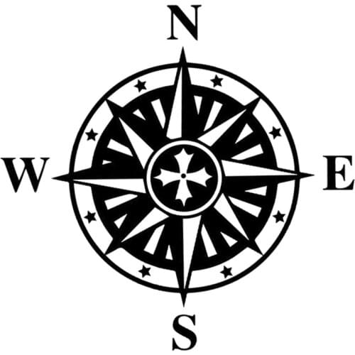 15.5cm*15.5cm NSWE Compass Removable Funny Vinyl Decal Car Sticker Black/Silver S6-3532