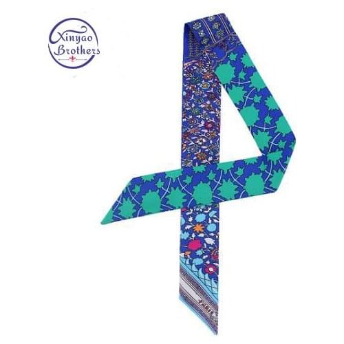 2018 New Fashion Brand Ethnic Style Small Ribbon Women Silk Scarf Handbag Ribbons Female Head Scarf Long Scarves Wholesale