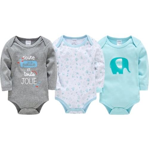 2021 Baby Girls Clothes 3 pcs/lot pour nouveaux Cotton Long Sleeve Boy Bodysuit 0-12 Months Newborn Boys Clothing Toddler