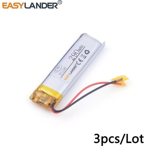 3pcs /Lot 501245 290mAh 3.7v lithium Li ion polymer rechargeable battery For Bluetooth Headset Smart watch Sports bracelet