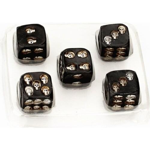 5pcs/set 18mm Skull Bones Dice 6 Sided Resin Skeleton Dice Pub Party Board Game X3UA