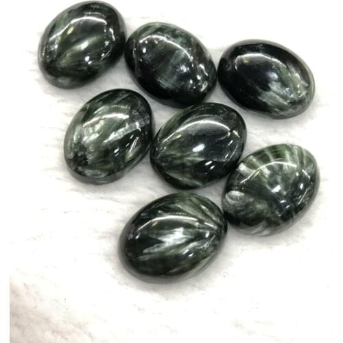 5ps/lot Natural Seraphinite Bead cabochon,8x10mm 10x14mm 12x16mm 13x18mm 15x20mm 22x30mm Oval clinochlore Gem Cabochon Ring Face