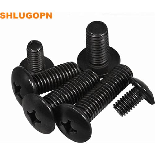 100pcs packing black zinc coating large flat head mushroom head machine screw small screw