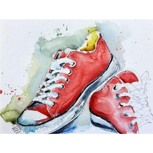 5d Diy Diamond Painting cloth shoes Cross Stitch Kits Diamond Embroidery Red sneakers Needlework full Square round Rhinestone