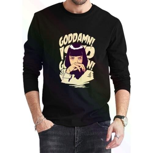 Pulp Fiction Mia Wallace Quentin Movie Plain T-Shirt 2021 Newest Summer Mens Long Sleeve Popular Tees Shirt Tops Novel Unisex
