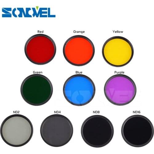 Camera Lens Color Filter 40.5 43 46 49 52 55 58 62 67 72 77 82mm Red Orange Yellow Green Blue Purple ND2 4 8 16 Neutral Density