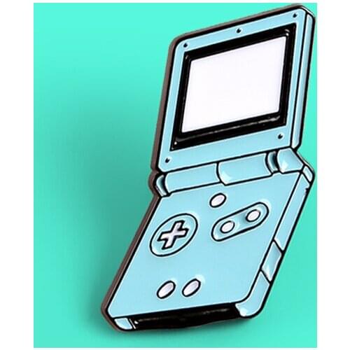 Retro Blue Game machine Handheld console Enamel Pins Custom Brooches Lapel Pin Shirt Bag Badge Jewelry Gift For Kids Friends