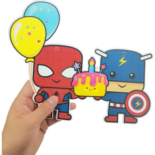 Marvel Hero Spiderman Captain America Birthday Flag Party Decoration Children Happy Birthday Flag Flag Avenger Gender Reveal