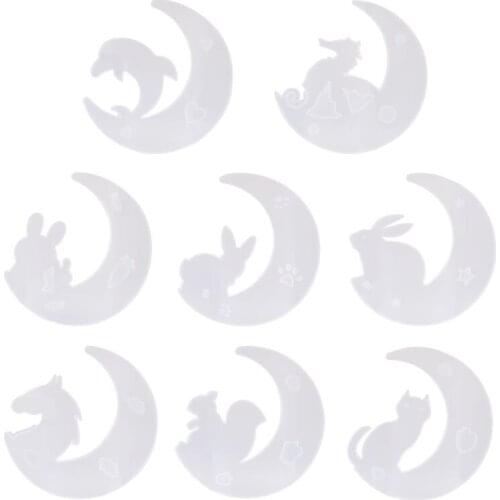 8pcs/set Crescent Moon Silicone Mold Resin Casting Silicone Molds Pendant Home Decor Epoxy Craft Mould DIY Jewelry Making