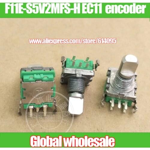 4pcs F11E-S5V2MFS-H EC11 horizontal encoder with switch 30 points handle 15MMF
