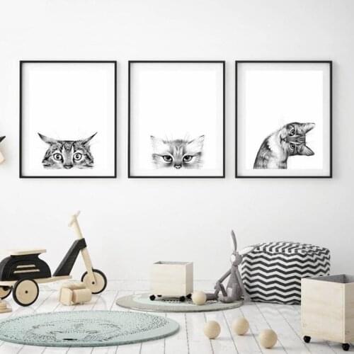 Canvas Painting Nordic Style Pictures Hd Prints Cat Funny Animal Wall Artwork Modular Minimalist Poster For Kids Room Home Decor
