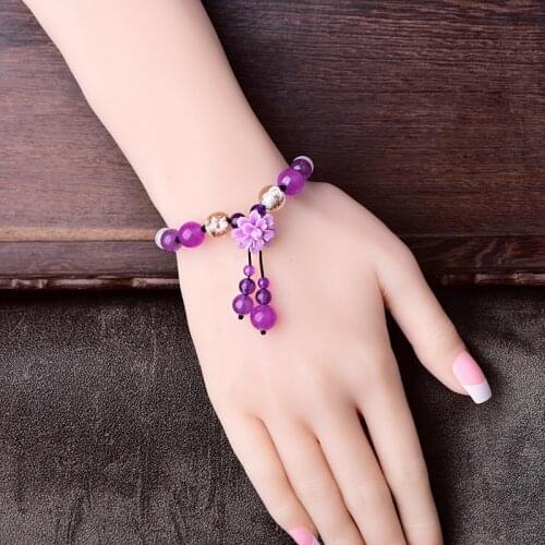 Classical Temperamental Coloured Glaze Synthetic Flower Charm Bracelet Personal Elegant Small Elegant Confidante Jewelry Gift