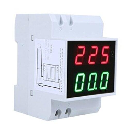 KSOL Din-Rail AC 110V/220V Digital Voltmeter Ammeter Red Volt Green Amp Meter LED Display