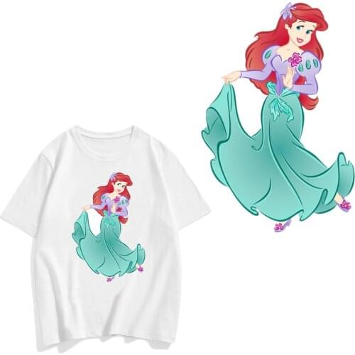 Disney Princess Series Clothing patch Ariel snow White Cinderella Heat transfer sticker girl T-shirt clothing decoration patch