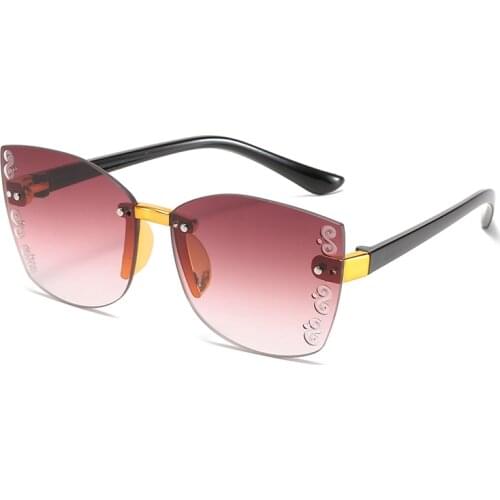 2020 New Stylish Rimless Children Cat Eye Sunglasses Fashion Kid Square Pink Gradient Sun Glasses Boy Girl Goggle UV400 Eyewear