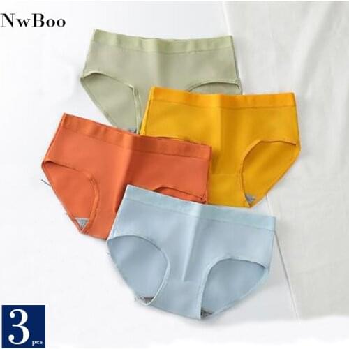 Nwboo Womens Underwear Female Comfortable Mid-Waist Breathable Soft Cotton Plus Size Panties For Lady Briefs