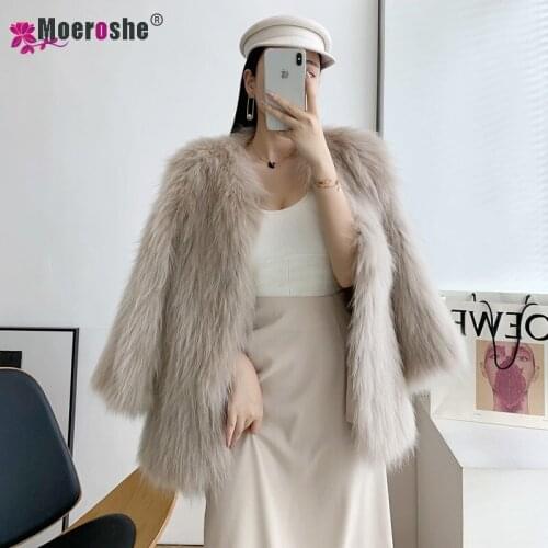 75CM Women Raccoon Fur Coat Real Natural Winter Genuine Natural Women Warm Coat With Fox Fur Girl Coat Womens Raccoon fur Coat