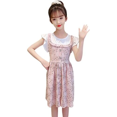 Girls Dress Plaid Pattern Dress For Girl Patchwork Dress Kids Casual Style Costume For Girls 6 8 10 12 14