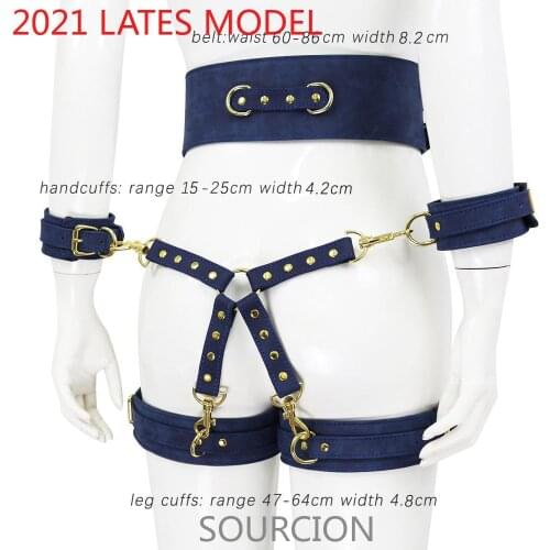 SWT Sex Toys For Woman Men SM Adults Game Bondage Set Erotic Restraint collar & 6 cuff & waistband &connection for Couples