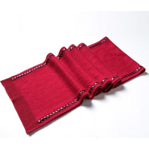 Cashmere wool blend boutique fashion winter scarfs leather sides for unisex 35x190cm wholesale retail