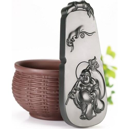 Xinjiang Hetian Qingyu Tower Green Material Maitreya Buddha Pendant A fine material Sugong carved Buddha hp304