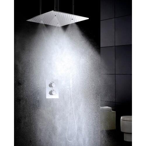 Contemporary Thermostatic Bath Shower Mixer Faucet Set Atomizing And Rain Shower Head Embedded Box Bathroom Shower Valve