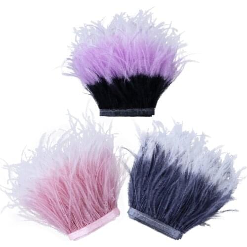 1 meter Colorblock Ostrich feather Trims Ribbon 4-6" White Ostrich for Dress Clothing Decoration Sewing feathers Crafts