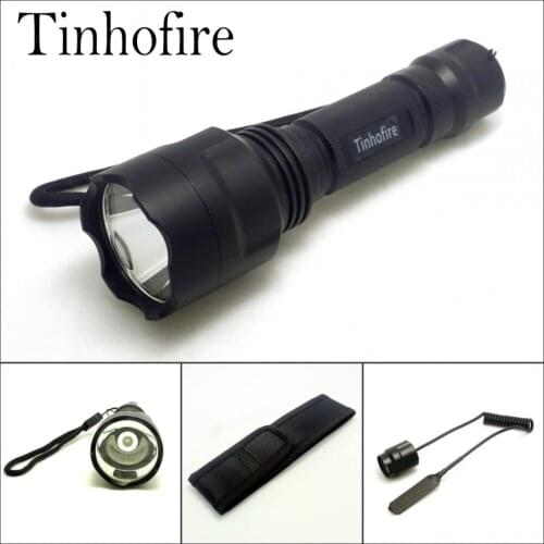 Tinhofire C8 2000 Lumens XM-L XML T6 LED Hunting Flashlight Torch 5 Modes light lantern for Camping + Pressure Switch +pouch