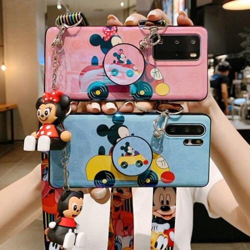 Disney Mickey Cartoon phone case with Bracket lanyard for Samsung Galaxy s7 S8 S9PLUS S10LITE note A50 52 shockproof phone case