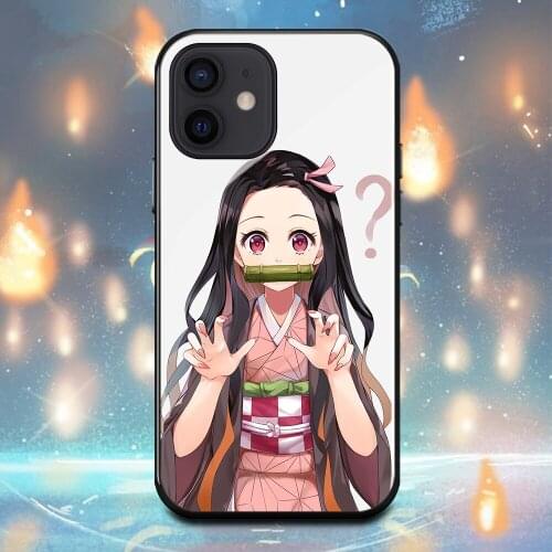 Japan Demon Slayer Kamado Nezuko Phone Case For Iphone 11 12Promax 12Mini 6 6s 7 8 Plus X XR XS Max Tempered glass shell Cover