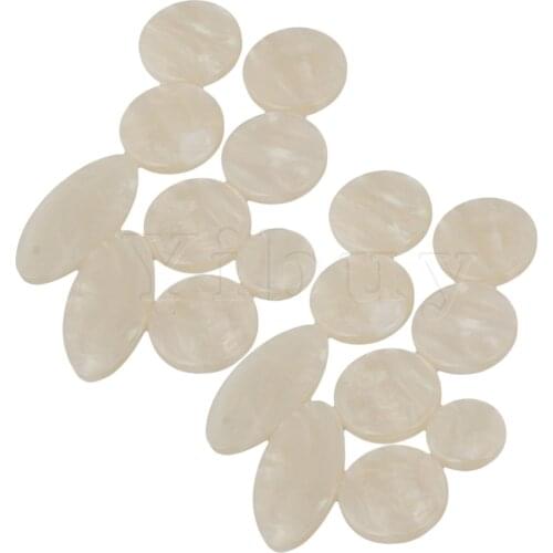 Yibuy 2set Round and Oval Shape Pearl Sax Key Buttons for Alto/Tenor Saxophone