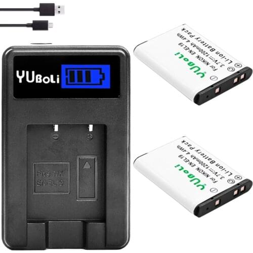 2PCS EN EL19 ENEL19 EN-EL19 Battery + LCD Charger for Nikon Coolpix S32 S33 S100 S2500 S2750 S3100 S3200 S3300 S3400 S3500 S4100