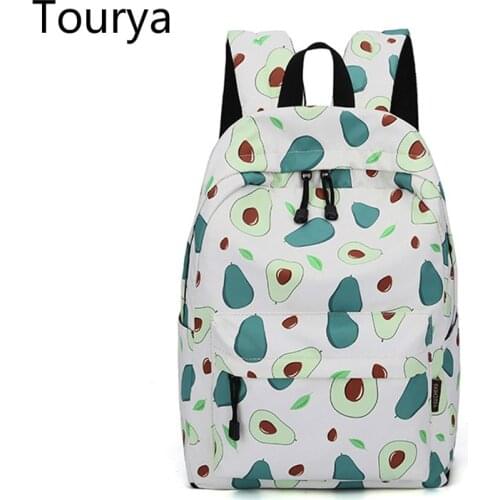 Tourya Cute Waterproof Fruit Printing Women Backpack School Bags For Teenagers Girls Bookbag Travel Rucksack Laptop Bagpack