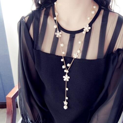 2019 new arrivals fashion pink copper multilayer necklace long beaded chain beads beaded necklaces women jewelry