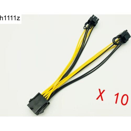 10pcs/lot PCI-E PCIE 8p Female to 2 Port Dual 8pin 6+2p Male GPU Graphics Video Card Power Extension Cable Cord 18AWG Wire