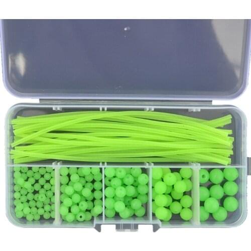 170 Pcs/Box Glow Fishing Assorted Oval Shape Beads Night Luminous Tube Set Fishing Sleeves Rig Hook Line Drop ship