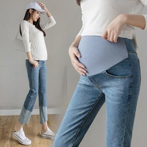 1990# Maternity pants Spring Autumn Maternity Jeans Belly Support Pants Elastic Waist Maternity Trousers