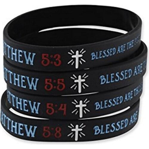 300PCS Christian Cross Symbol bible Matthew 53 Matthew 54 Matthew 55 Matthew 58 sport silicone rubber bracelet wristband