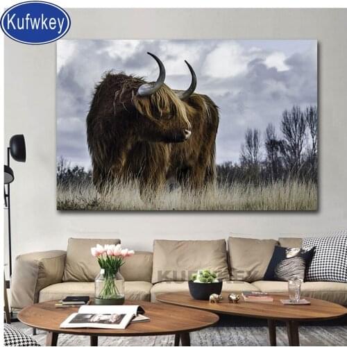 3d diamond mosaic Highland Cow full square round drill diamond painting 5d diy diamond embroidery animals Farm Bull home decor