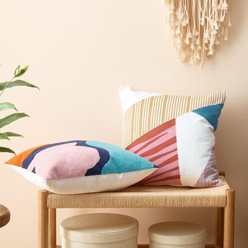 45*45cm New Nordic simple cotton embroidery throw pillow cover geometric abstract cushion cover coraline grinch