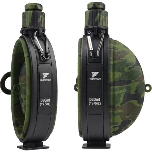 580ML Camouflage Outdoor Hiking Mountaineering Travel Cycling Portable Folding Silicone Soft Water Cup Military Water Bottle