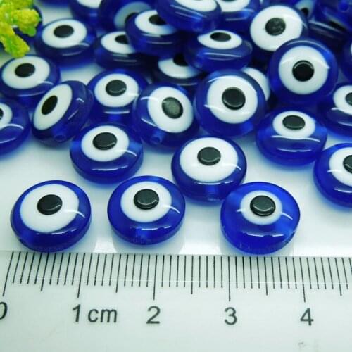8/10/12MM 100Pcs Resin Flat Round Perforated Toy Eyes Blue Doll Eyes With Holes For Toys DIY String of Beads Doll Accessories