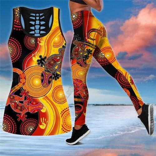 Aboriginal apparels the sun and lizards combo legging tanktop Suit Yoga Fitness Soft Legging Summer Women For Girl