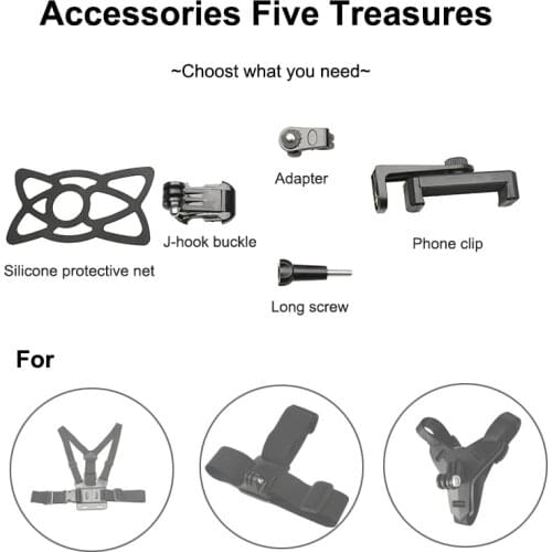 For Gopro DJI osmo Insta360 one x r x2 accessories J-hook buckle Silicone protective net Long screw adapter sport camera parts