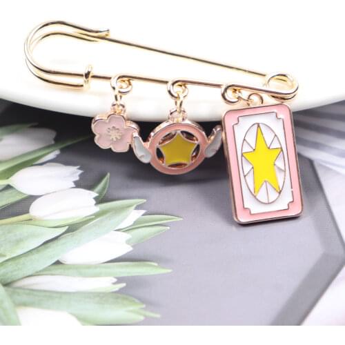 Anime Jewelry Brooch Buckle Enamel Card Captor Sakura Brooches Safety Pins Bags Hat Pin Breastpin Children Gift